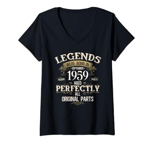 Damen 66. Geburtstag Mann Geschenk Original September 1959 T-Shirt mit V-Ausschnitt Damen 66. Geburtstag Mann Geschenk Original September 1959 T-Shirt mit V-Ausschnitt von 66. Geburtstag Geschenk Original September 1959