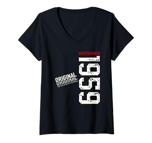 Damen 66. Geburtstag Mann Geschenk Original September 1959 T-Shirt mit V-Ausschnitt Damen 66. Geburtstag Mann Geschenk Original September 1959 T-Shirt mit V-Ausschnitt von 66. Geburtstag Geschenk Original September 1959