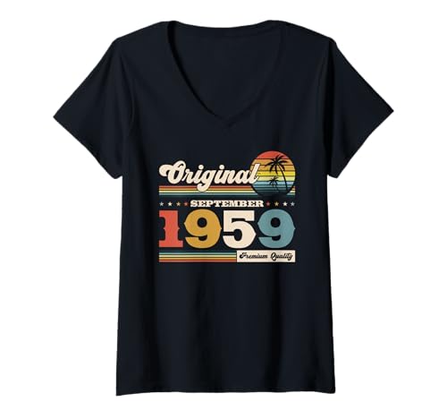 Damen 66. Geburtstag Mann Geschenk Original September 1959 T-Shirt mit V-Ausschnitt Damen 66. Geburtstag Mann Geschenk Original September 1959 T-Shirt mit V-Ausschnitt von 66. Geburtstag Geschenk Original September 1959