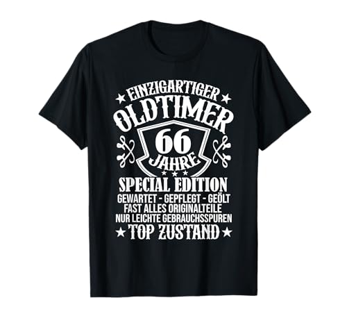 66. Geburtstag Mann lustig Herren Oldtimer 66 Jahre Männer T-Shirt von 66. Geburtstag Mann Oldtimer Design 66 Jahre