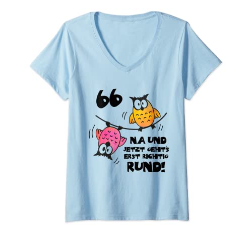 Damen Lustige 66 Jahre Deko Geschenkkiste 66 Geburtstag Frau T-Shirt mit V-Ausschnitt von 66er Geburtstag Deko & Geburtstagsgeschenke Frauen