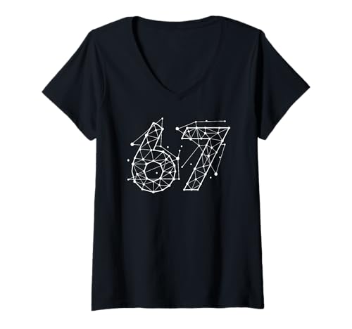 Damen 67 Internet-Scherz-Meme Six Seven Viral Trend Gen Alpha-Slang T-Shirt mit V-Ausschnitt Damen 67 Internet-Scherz-Meme Six Seven Viral Trend Gen Alpha-Slang T-Shirt mit V-Ausschnitt von 67 Funny Gen Alpha Humor Meme Slang Tees