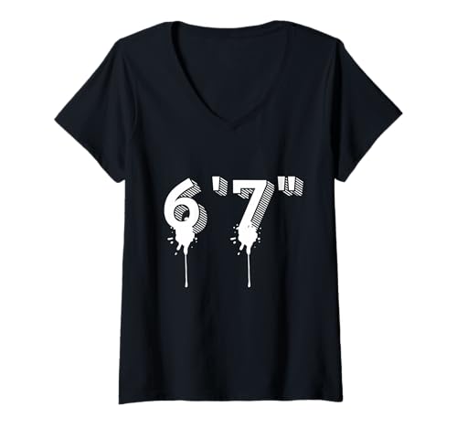 Damen 67 Meme Ice Cream Drip Six Seven Gen Alpha Slang Vibes T-Shirt mit V-Ausschnitt Damen 67 Meme Ice Cream Drip Six Seven Gen Alpha Slang Vibes T-Shirt mit V-Ausschnitt von 67 Meme Ice Cream Drip Funny Six Seven Vibes