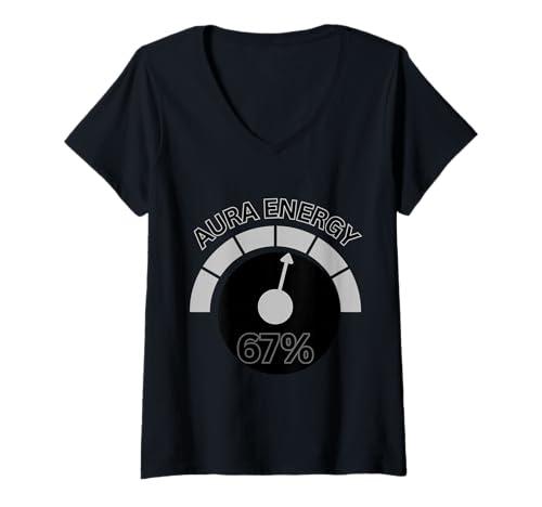 Damen Aura Energy at 67 Seven Meme Gen Alpha Slang Vibes T-Shirt mit V-Ausschnitt Damen Aura Energy at 67 Seven Meme Gen Alpha Slang Vibes T-Shirt mit V-Ausschnitt von 67 Meme Ice Cream Drip Funny Six Seven Vibes