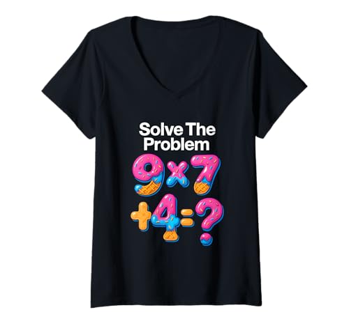 Damen 67 Meme Math Teacher Ice Cream Drip 6 7 Brainrot Six Seven T-Shirt mit V-Ausschnitt von 67 Meme Merch Store