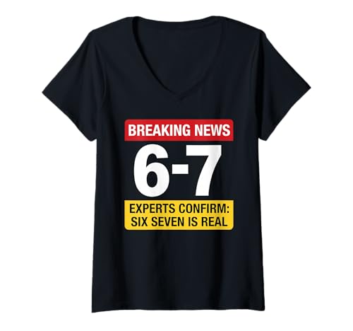 Damen 67 Meme Breaking News Lustig - Six Seven Gen Alpha Z T-Shirt mit V-Ausschnitt Damen 67 Meme Breaking News Lustig - Six Seven Gen Alpha Z T-Shirt mit V-Ausschnitt von 67 Meme Shirts & Gifts HHWCo.