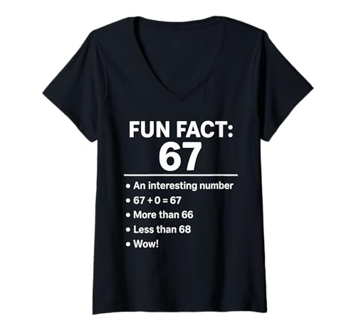 Damen 67 Meme Fun Fact — Lustiger Humor von Six Seven Gen Alpha Z T-Shirt mit V-Ausschnitt Damen 67 Meme Fun Fact — Lustiger Humor von Six Seven Gen Alpha Z T-Shirt mit V-Ausschnitt von 67 Meme Shirts & Gifts HHWCo.