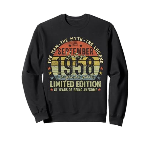 67th Birthday Gifts Vintage September 1958 67 Years Old Men Sweatshirt 67th Birthday Gifts Vintage September 1958 67 Years Old Men Sweatshirt von 67 Years Old Awesome Since September 1958 Birthday