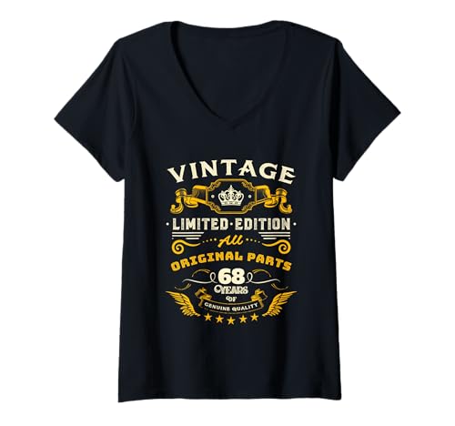 Damen Vintage Limited Edition 68 Jahre alte Geschenke 68. Geburtstag T-Shirt mit V-Ausschnitt Damen Vintage Limited Edition 68 Jahre alte Geschenke 68. Geburtstag T-Shirt mit V-Ausschnitt von 68 Year Old Vintage 68th Birthday Gifts for Men