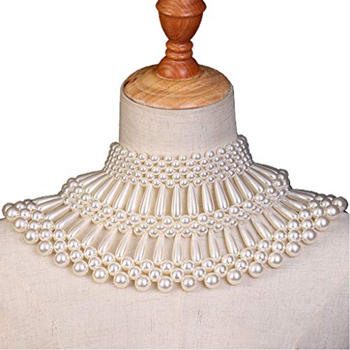 6Wcveuebuc Persönlichkeit Luxus Schmuck Lätzchen Choker Halskette Handarbeit ausgehöhlt gewebte Wassertropfen Perlen Körperkette Schalkragen Layered Dress Statement von 6Wcveuebuc
