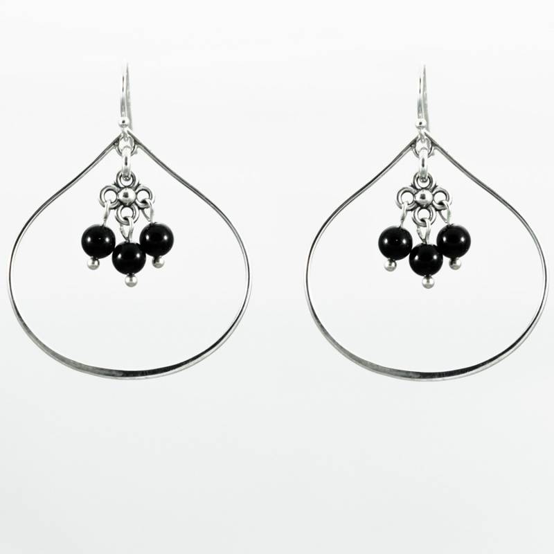 Große Silber Birnenform Reifen Mit Black Onyx Baumelt Cluster Große Silber Birnenform Reifen Mit Black Onyx Baumelt Cluster von 6XSterling