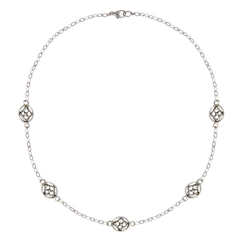 Sterling Silber Kette Strang Mit Gegossen Oval Stationen, 18" Sterling Silber Kette Strang Mit Gegossen Oval Stationen, 18" von 6XSterling
