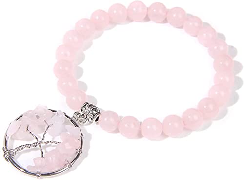 6hftuiiii Damenarmband, Modeschmuck, Geschenk, Damenarmbänder, rosa Charm-Armbänder und Armbänder, natürlicher Damen-Armband, Schmuck (Farbe: klarer Quarz, 1 Größe: 17 cm), 21 cm von 6hftuiiii