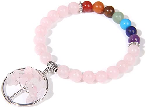 6hftuiiii Damenarmband, Modeschmuck, Geschenk, Damenarmbänder, rosa Charm-Armbänder und Armbänder, natürlicher Damen-Armband, Schmuck (Farbe: klarer Quarz, 1 Größe: 17 cm), 23 cm von 6hftuiiii