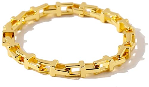 Damenarmband, Modeschmuck, Geschenk, klassische T-Lock-Armbänder und goldene Armbänder, Damenschmuck, Herren- und Damenarmbänder (Farbe: Gold, Größe: 18 cm), 23 cm von 6hftuiiii