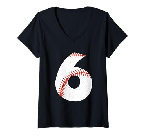 Damen 6 Jahre Alter Baseball Geburtstag Junge Idee T-Shirt mit V-Ausschnitt Damen 6 Jahre Alter Baseball Geburtstag Junge Idee T-Shirt mit V-Ausschnitt von 6th Birthday 10 Year Old Baseball Gifts