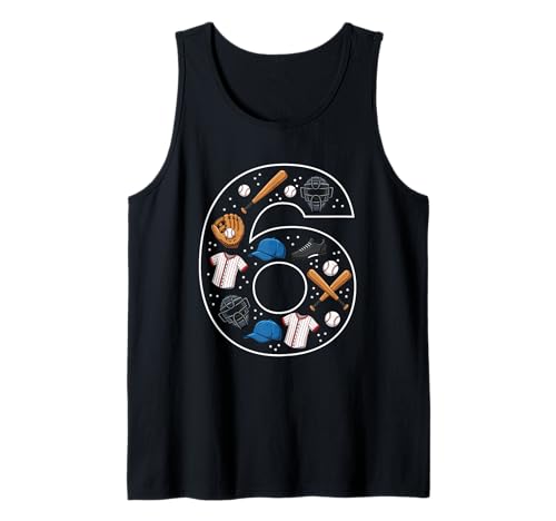 6. Geburtstag 6 Jahre alt Baseball Jungen Mädchen Baseball Tank Top von 6th Birthday 6 Year Old Baseball Boys Girls