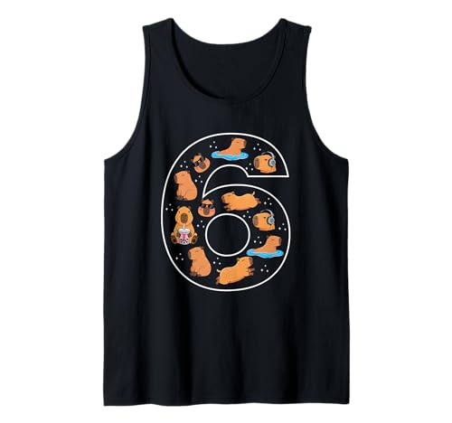 6. Geburtstag 6 Jahre alt Capybara Jungen Mädchen Tier Tank Top von 6th Birthday 6 Year Old Capybara Boys Girls
