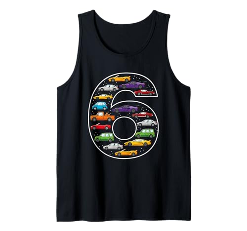 6. Geburtstag 6 Jahre alte Autos Jungen Mädchen Rennen Tank Top von 6th Birthday 6 Year Old Cars Boys Girls