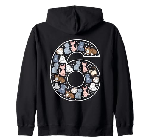 6. Geburtstag 6 Jahre alte Katzen Jungen Mädchen Katze Kätzchen Kapuzenjacke von 6th Birthday 6 Year Old Cats Boys Girls