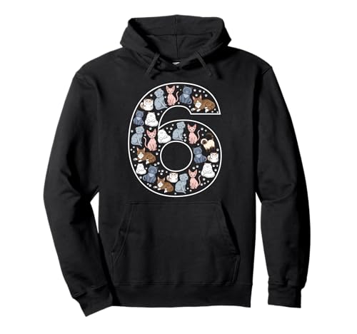 6. Geburtstag 6 Jahre alte Katzen Jungen Mädchen Katze Kätzchen Pullover Hoodie von 6th Birthday 6 Year Old Cats Boys Girls