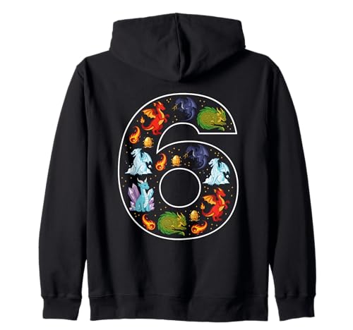 6. Geburtstag 6 Jahre alt Drache Jungen Mädchen Fantasie Kapuzenjacke 6. Geburtstag 6 Jahre alt Drache Jungen Mädchen Fantasie Kapuzenjacke von 6th Birthday 6 Year Old Dragon Boys Girls