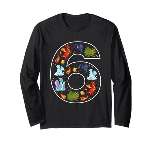 6. Geburtstag 6 Jahre alt Drache Jungen Mädchen Fantasie Langarmshirt 6. Geburtstag 6 Jahre alt Drache Jungen Mädchen Fantasie Langarmshirt von 6th Birthday 6 Year Old Dragon Boys Girls