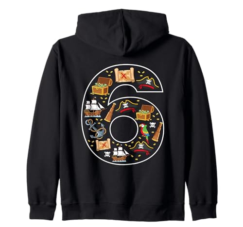 6. Geburtstag 6 Jahre alt Pirat Jungen Mädchen Schädel Kapuzenjacke von 6th Birthday 6 Year Old Pirate Boys Girls