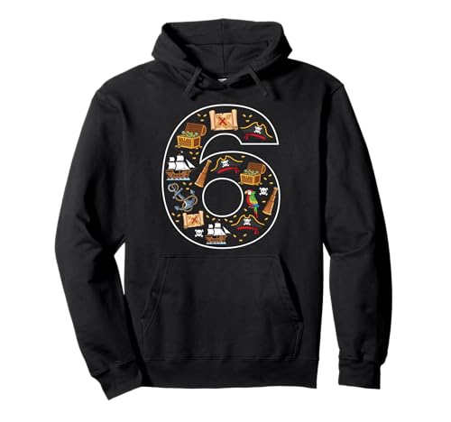 6. Geburtstag 6 Jahre alt Pirat Jungen Mädchen Schädel Pullover Hoodie von 6th Birthday 6 Year Old Pirate Boys Girls