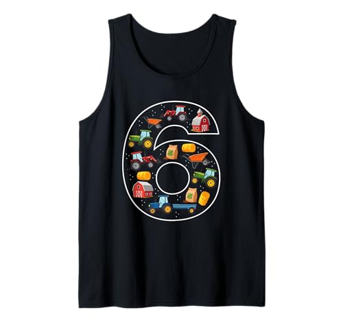 6. Geburtstag 6 Jahre Alter Traktor Jungen Mädchen Bauernhof Tank Top von 6th Birthday 6 Year Old Tractor Boys Girls