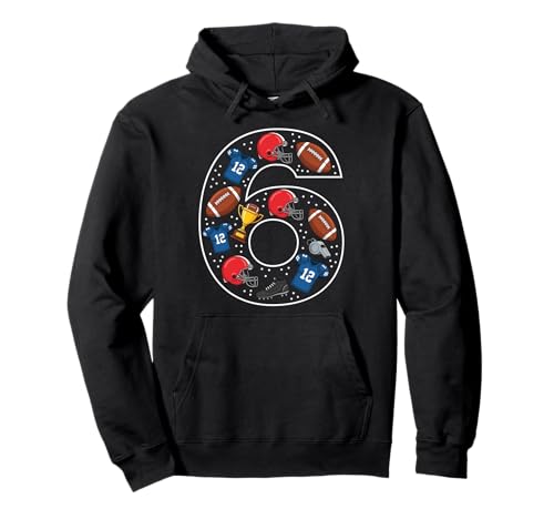 6. Geburtstag American Football 6 Jahre alte Mädchen Jungen Pullover Hoodie von 6th Birthday American Football 6 Year Old