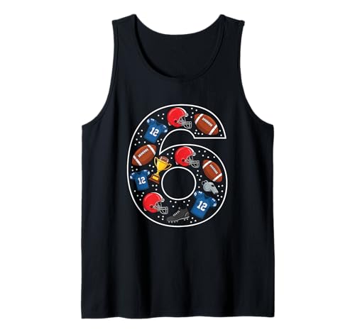 6. Geburtstag American Football 6 Jahre alte Mädchen Jungen Tank Top von 6th Birthday American Football 6 Year Old