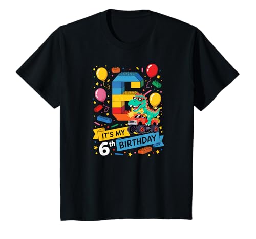 Kinder Number Blocks 6th Birthday 6 Year Old Dinosaurier Monster Truck T-Shirt Kinder Number Blocks 6th Birthday 6 Year Old Dinosaurier Monster Truck T-Shirt von 6th Birthday Dinosaur Monster Truck Theme Party