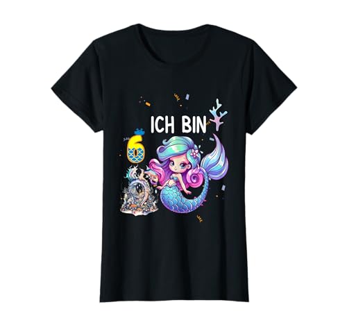 Meerjungfrau Geburtstag Mädchen 6 Jahre alt It's My 6th Birthday Meerjungfrau T-Shirt von 6th Birthday Mermaid Birthday Girl