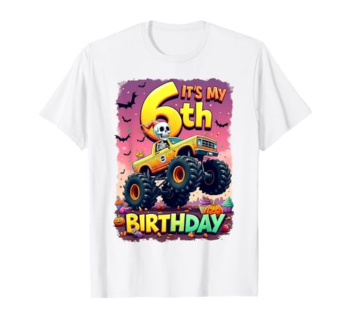 It's My 6th Birthday Boy Skeleton Monster Truck Halloween T-Shirt von 6th Birthday Monster Truck Costume