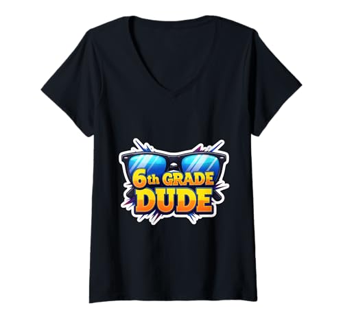 Damen Junge aus der 6. Klasse, Sechstklässler, Schulanfang, Schüler T-Shirt mit V-Ausschnitt Damen Junge aus der 6. Klasse, Sechstklässler, Schulanfang, Schüler T-Shirt mit V-Ausschnitt von 6th Grade Dude Sixth Grader Products
