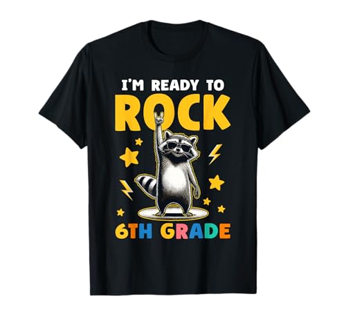Waschbär Rock 6. Klasse Jungen Mädchen Kinder Lustig 6. Klasse T-Shirt Waschbär Rock 6. Klasse Jungen Mädchen Kinder Lustig 6. Klasse T-Shirt von 6th Grade First Day Designs
