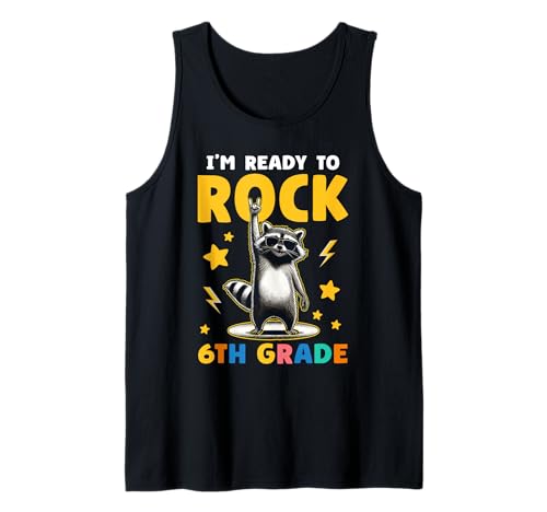 Waschbär Rock 6. Klasse Jungen Mädchen Kinder Lustig 6. Klasse Tank Top Waschbär Rock 6. Klasse Jungen Mädchen Kinder Lustig 6. Klasse Tank Top von 6th Grade First Day Designs
