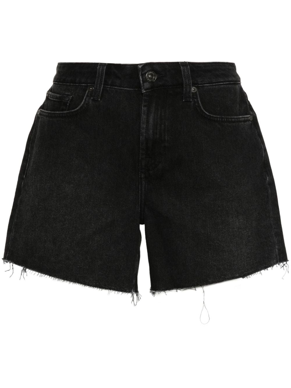 7 For All Mankind Ausgefranste Jeans-Shorts - Schwarz von 7 For All Mankind