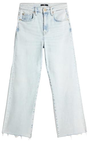 7 For All Mankind Damen Cropped Alexa Maui with Raw Cut Jeans, Light Blue, 27W EU von 7 For All Mankind