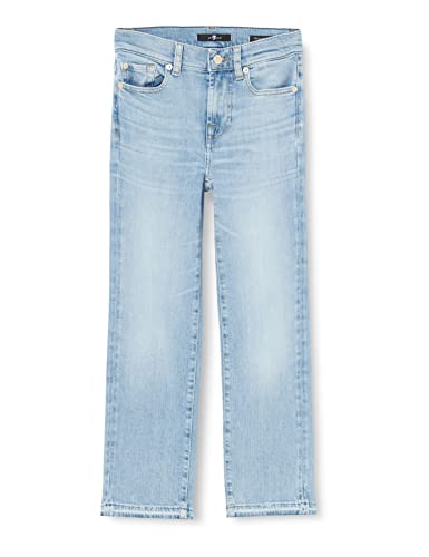 7 For All Mankind Damen De Rechte Crop Slim Illusie Met Laat Down Hem Jeans, Light Blue, 31W / 31L EU von 7 For All Mankind