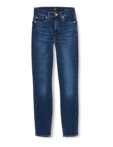 7 For All Mankind Damen Hw Skinny Slim Illusion Highline With Embellished Squiggle Jeans, Dark Blue, 28W / 28L EU von 7 For All Mankind