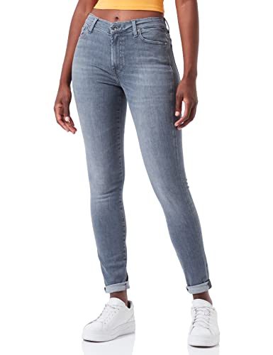 7 For All Mankind Damen Hw Skinny Slim Illusion Moon Tune With Embellished Squiggle Jeans, Grau, 32W / 32L EU von 7 For All Mankind