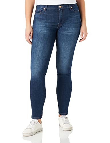 7 For All Mankind Damen Hw Skinny Slim Illusion With Embellished Squiggle Jeans, Dark Blue, 32 EU von 7 For All Mankind