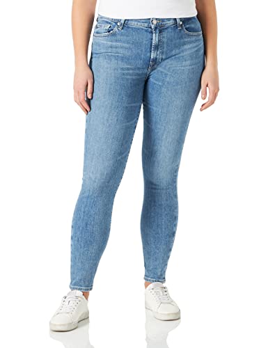 7 For All Mankind Damen Hw Skinny Slim Illusion With Embellished Squiggle Jeans, Light Blue, 24 EU von 7 For All Mankind