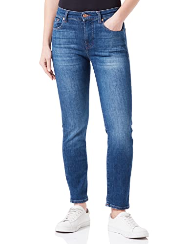 7 For All Mankind Damen Relaxed Skinny Slim Illusion Jeans, Dark Blue, 28W / 28L EU von 7 For All Mankind