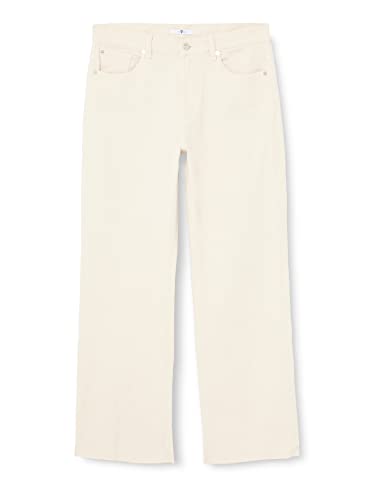 7 For All Mankind Damen Tess Trouser With Raw Cut Jeans, Weiß, 24W / 24L EU von 7 For All Mankind