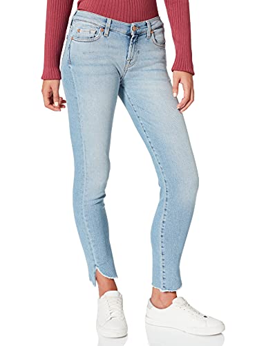 7 For All Mankind Damen The Skinny Crop Luxe Vintage Bright Side With Frayed Curved Hem Jeans, Light Blue, 27W 30L EU von 7 For All Mankind