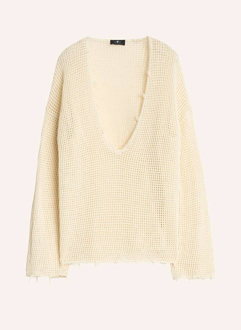 7 For All Mankind Deep V Neck Sweater weiss von 7 For All Mankind