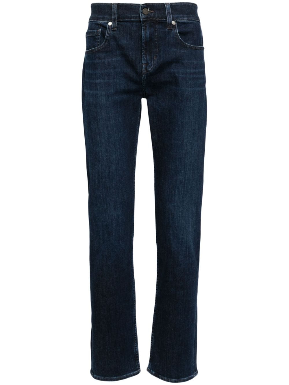 7 For All Mankind Halbhohe Luxe Straight-Leg-Jeans - Blau von 7 For All Mankind